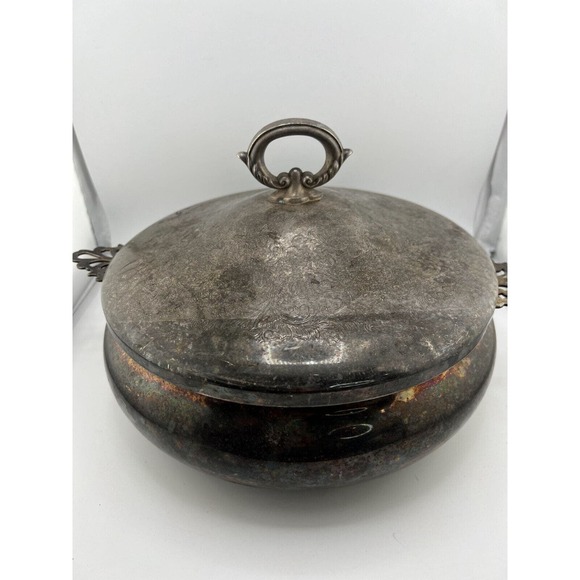 Vintage The Sheffield Silver Co. Silverplate Double Handle Round Casserole Dish - Picture 5 of 13